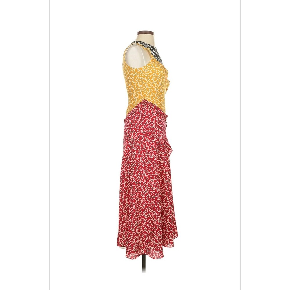 Saloni Agnes Knot Print Silk Crepe De Chine Dress Size 2 Multicolor Combo - Picture 6 of 8